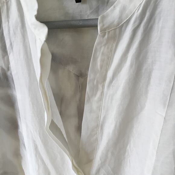 BCBGMaxAzria White and Gray Floral Half Button Down Shirt - Picture 3 of 16